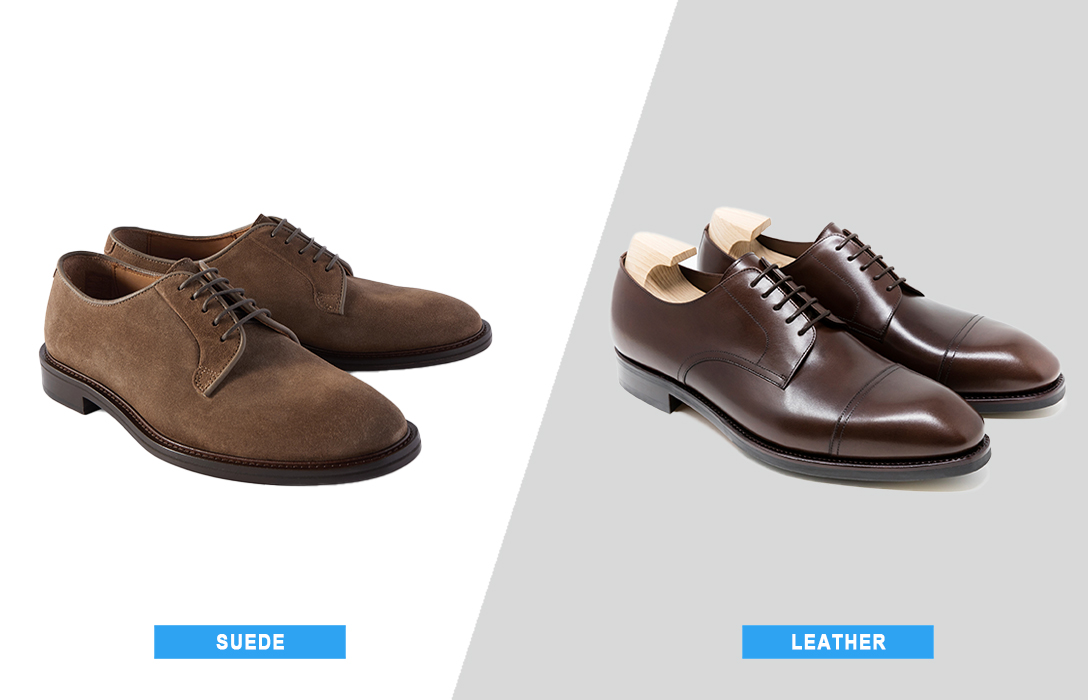 suede vs. leather derby shoes
