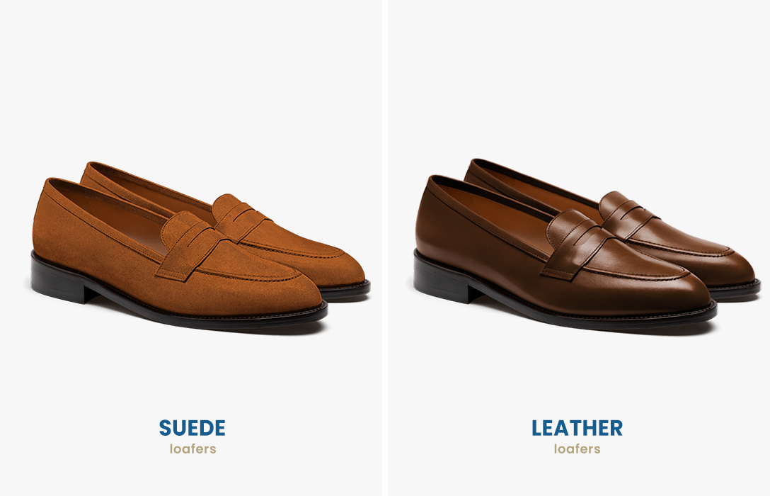 suede vs. leather loafers for men