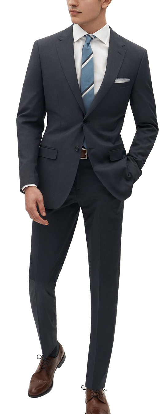 Polyester notch lapel charcoal grey suit by Suitshop