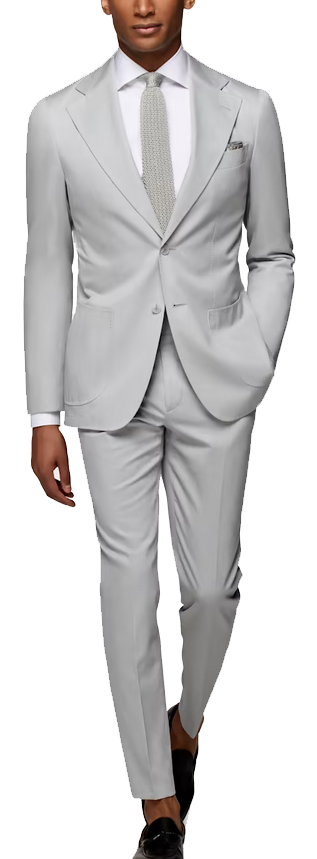 custom-fit cotton cashmere light grey suit by Suitsupply