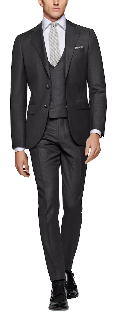 Suitsupply Lazio slim-fit three-piece charcoal grey suit