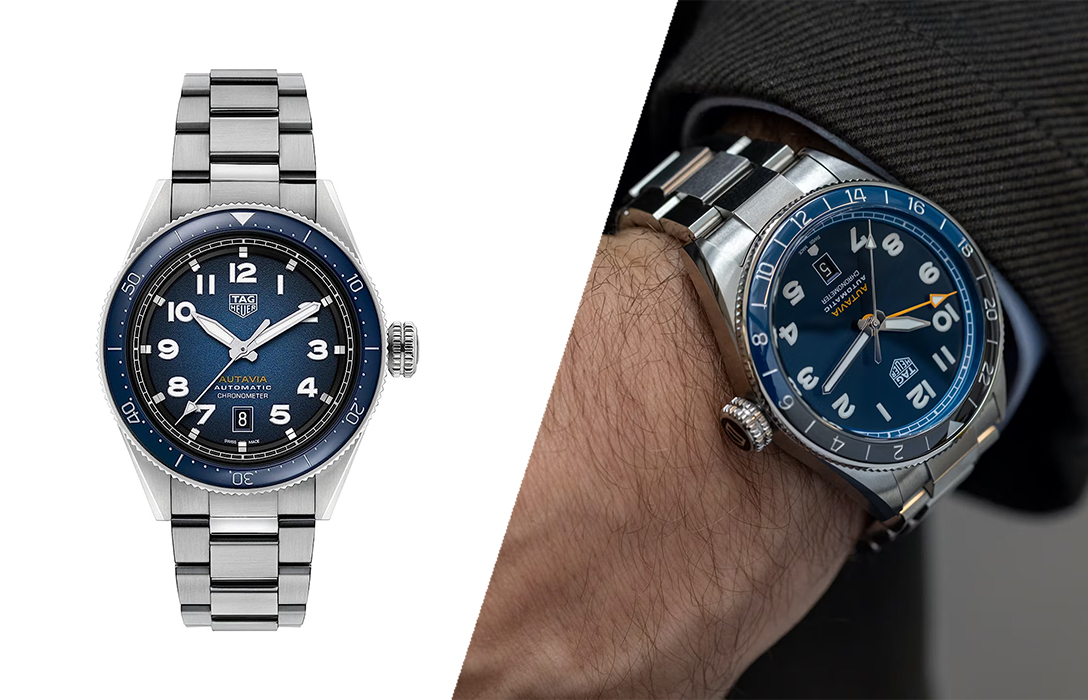 Tag Heuer Autavia Calibre 5 with a business-casual outfit