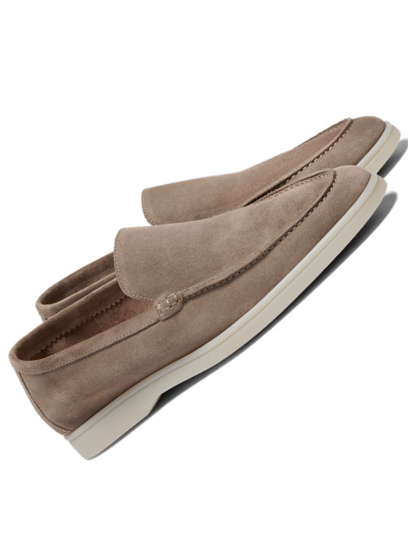 tan suede slip-on loafers