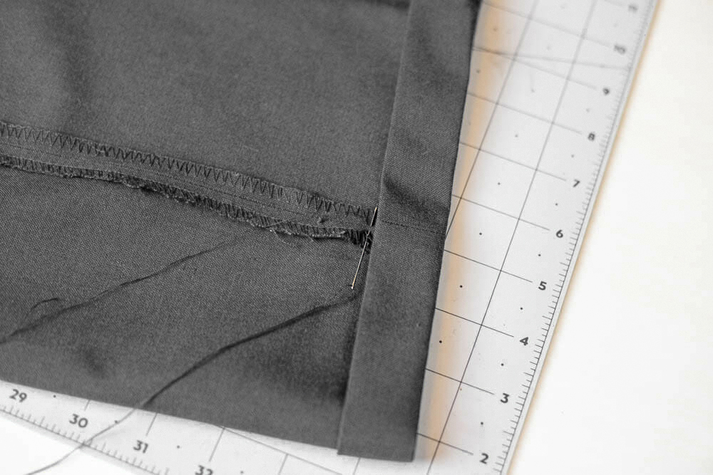 thread the side seam above the hem