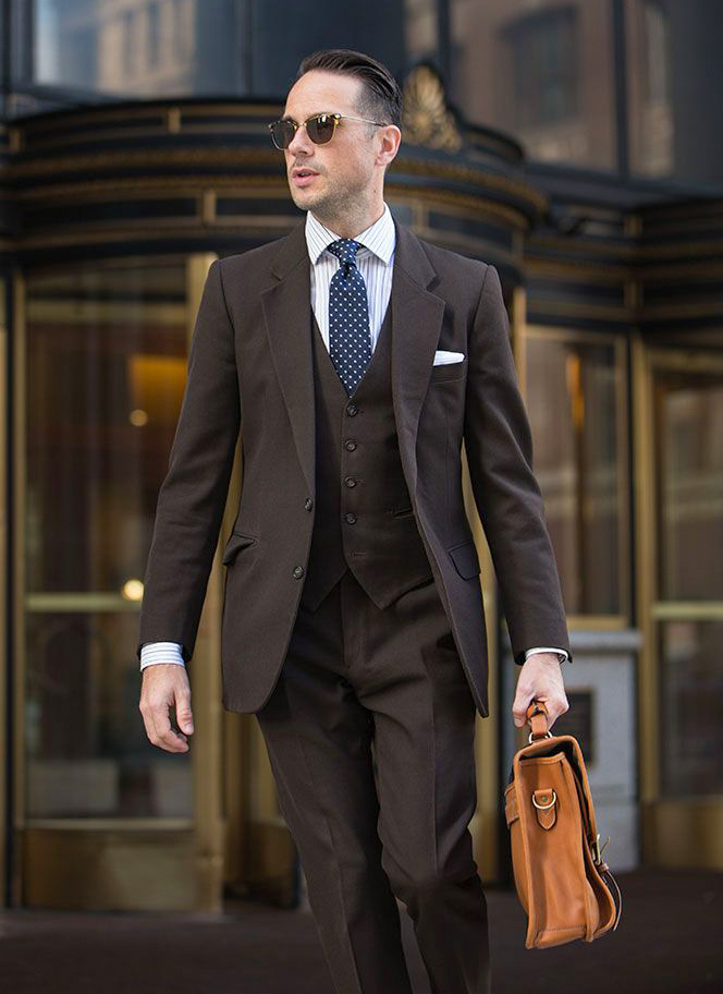 Three-piece brown suit