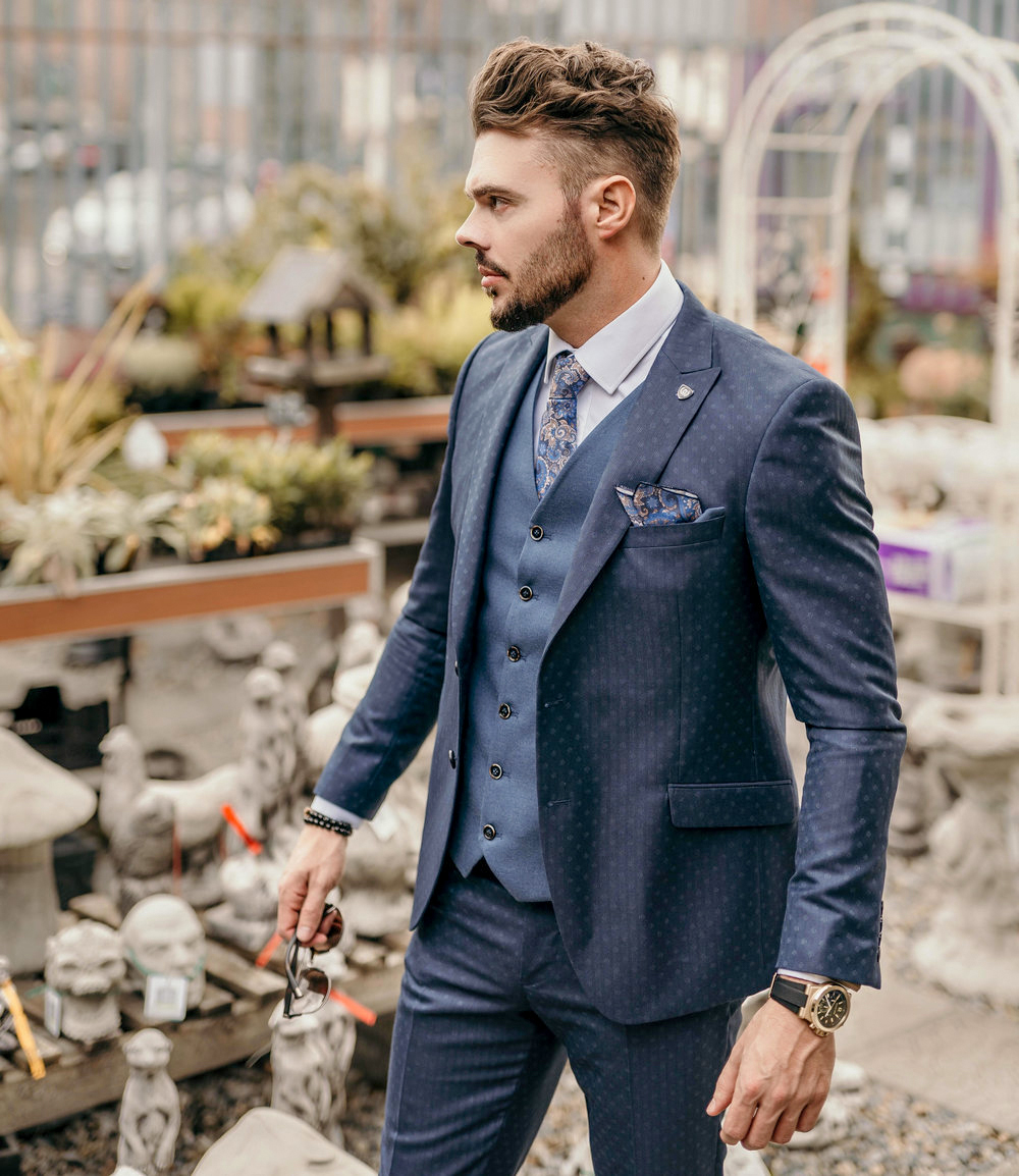 Three-piece suit as a fall wedding attire