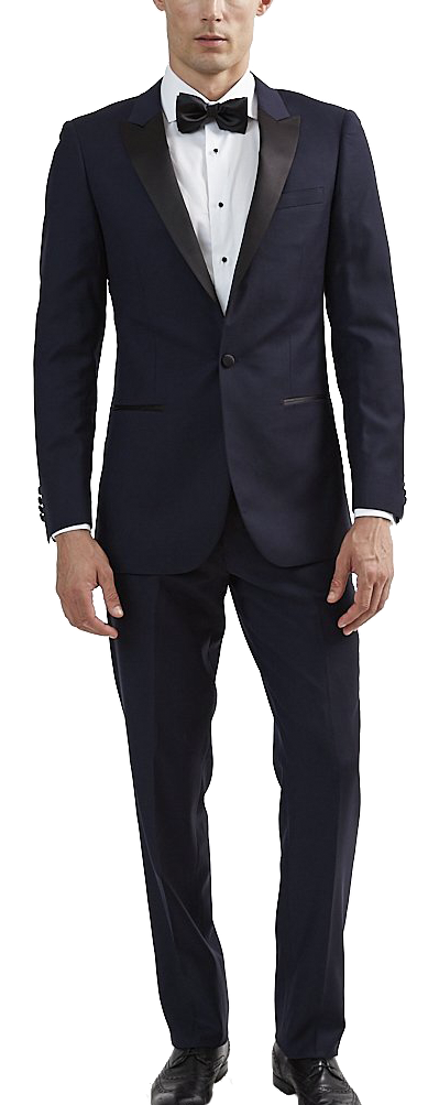 Navy peak lapel tuxedo made of Italian wool by Tomasso Black