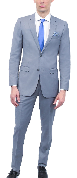 Classic fit two-piece bluish light grey suit by Tomasso Black