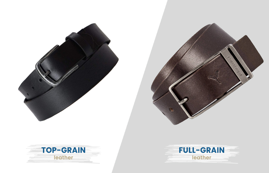 top-grain vs. full-grain men's leather belts