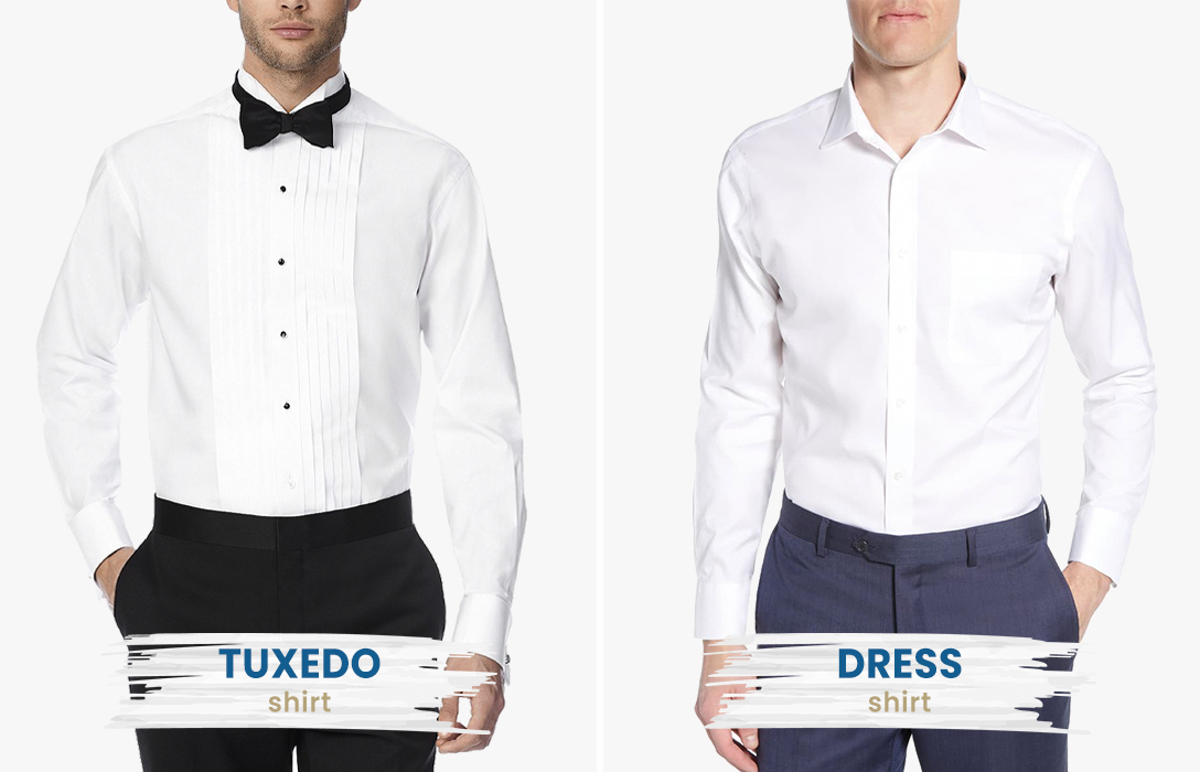 tuxedo shirt vs. dress shirt for a suit