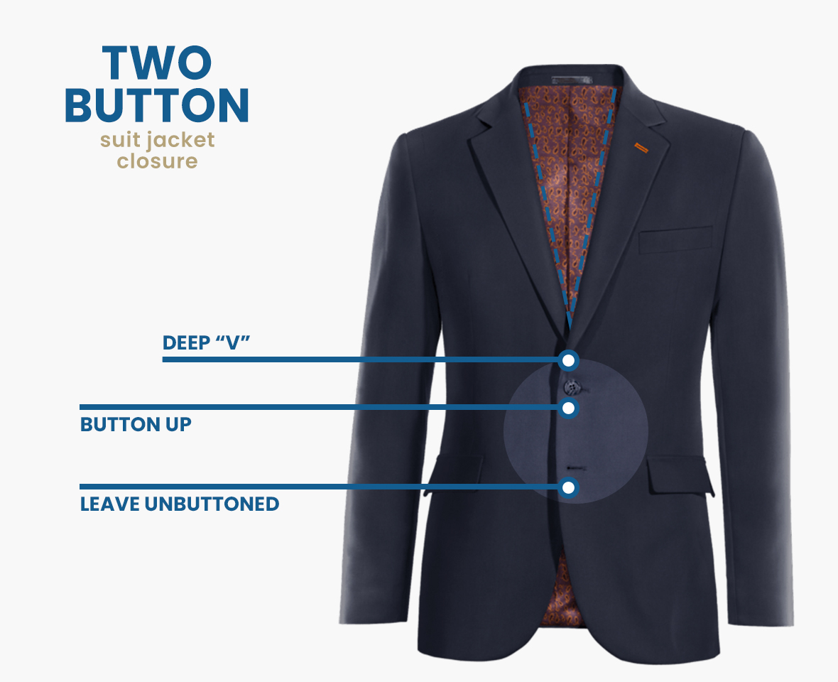two-button suit jacket closure