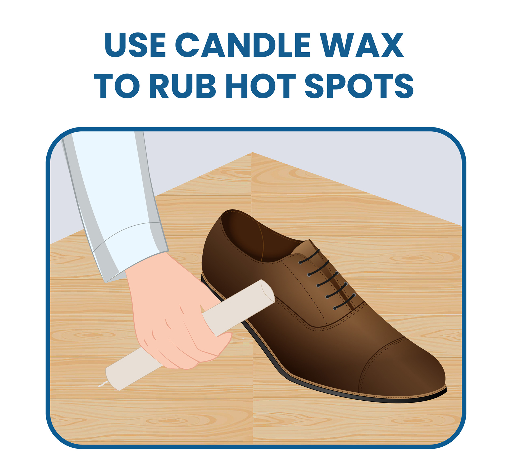 rub dress shoes with candle wax 