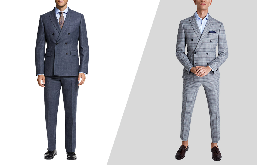 different ways to wear double-breasted checked suits