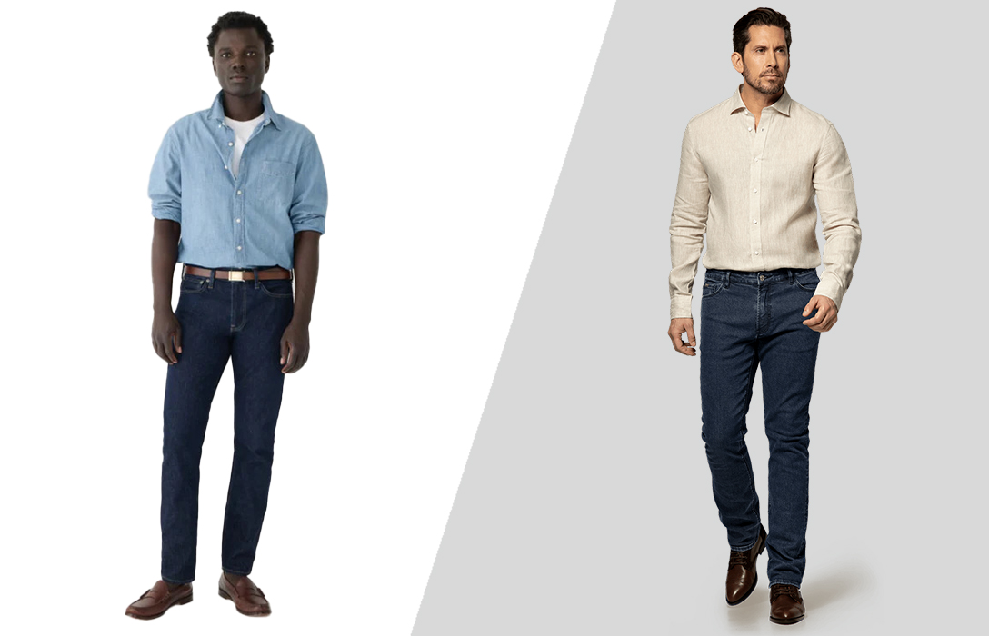 different ways to wear a light shirt with dark jeans