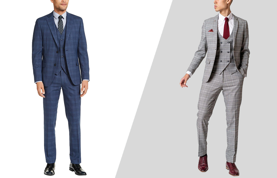 different ways to wear three-piece checked suits