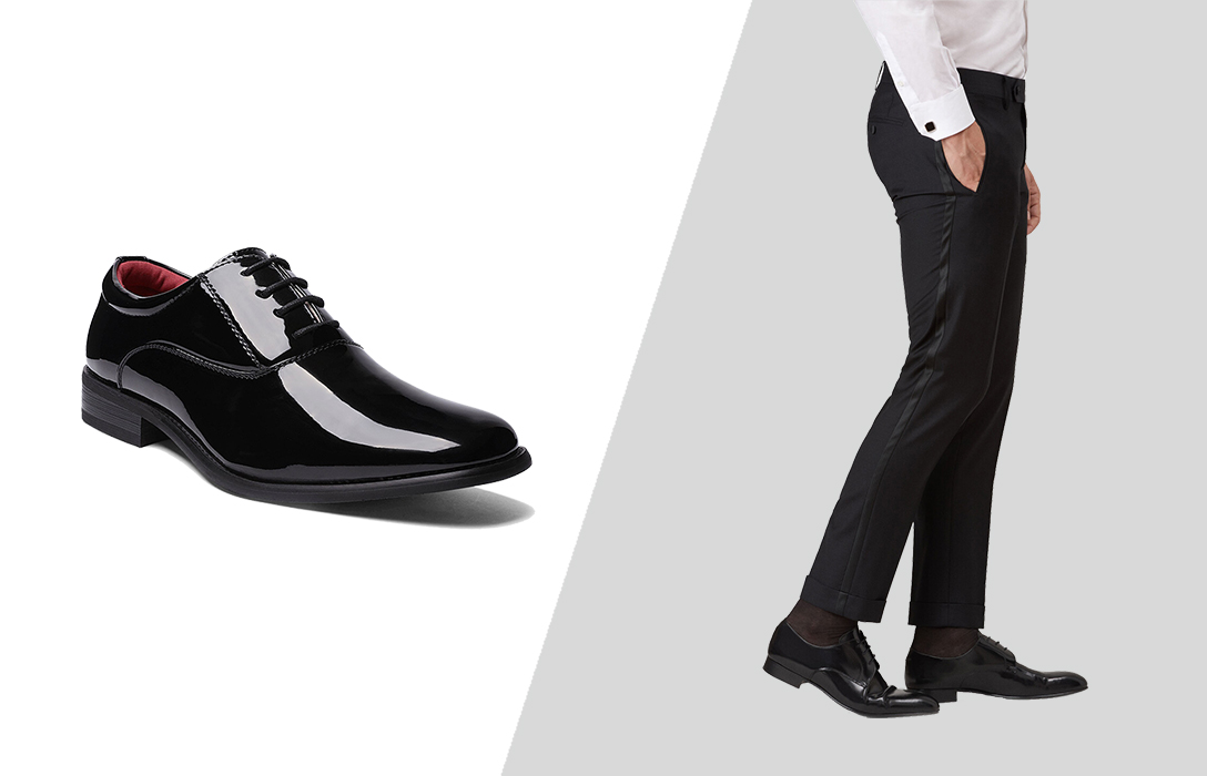 wear black Oxford shoes with black tuxedo pants