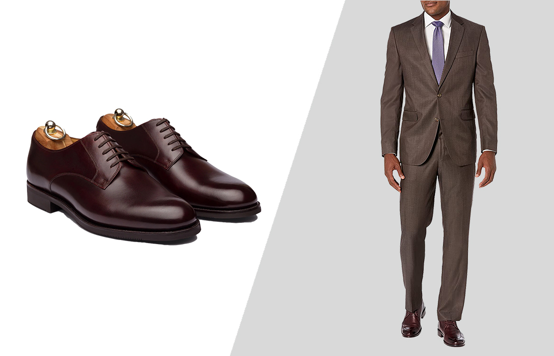 wear burgundy dress shoes with a brown suit