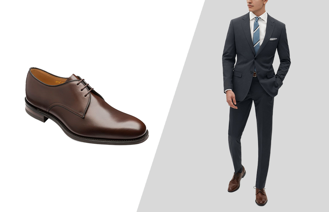 wear dark brown shoes with a charcoal grey suit