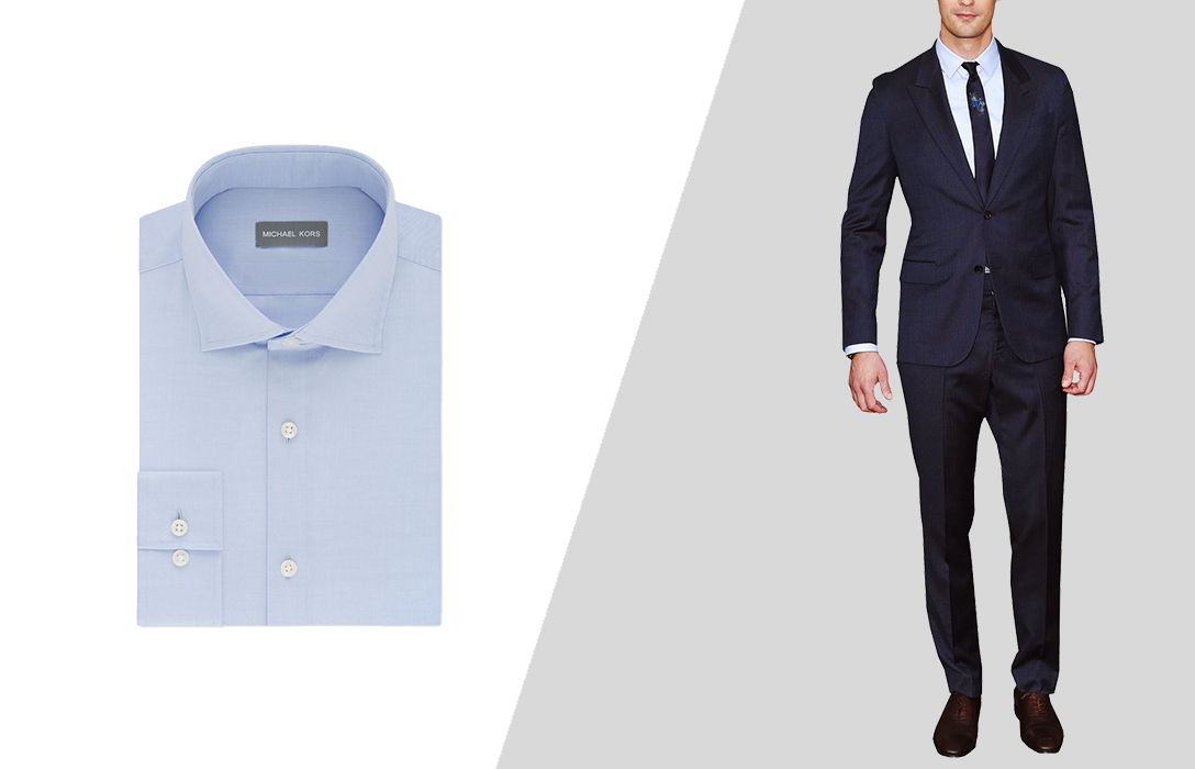 how to wear navy suit with blue dress shirt as cocktail attire