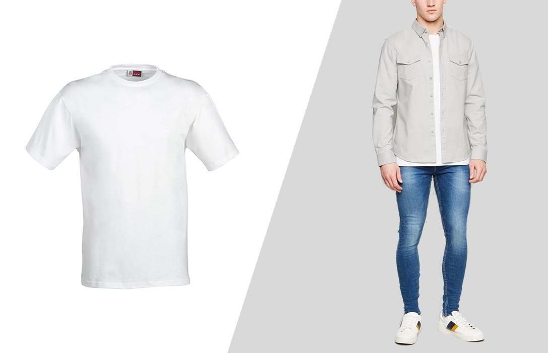 wear t-shirt under the dress shirt for casual appearance