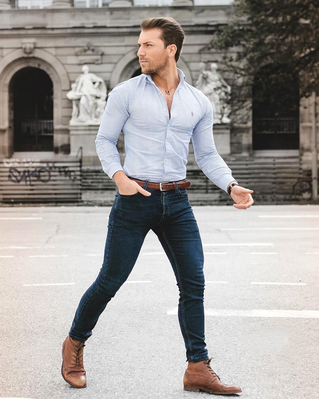 Grey Denim Shirt with Jeans Outfits For Men (26 ideas & outfits) | Lookastic