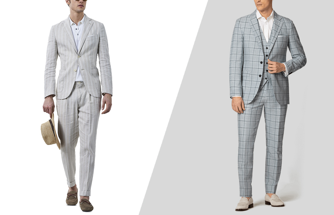 two and three-piece suit made of cotton/linen