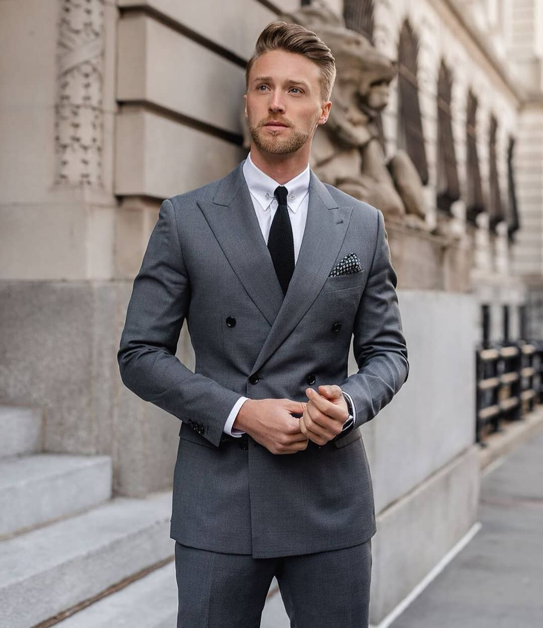 Gray shop business suit