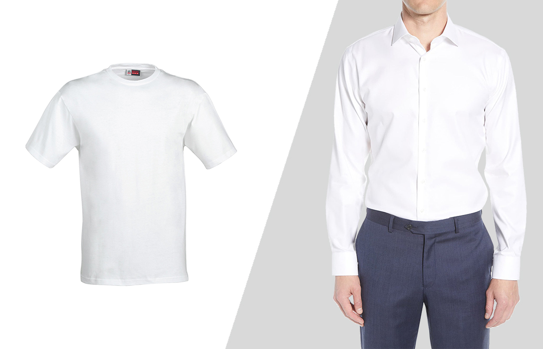 what to wear under a white dress shirt
