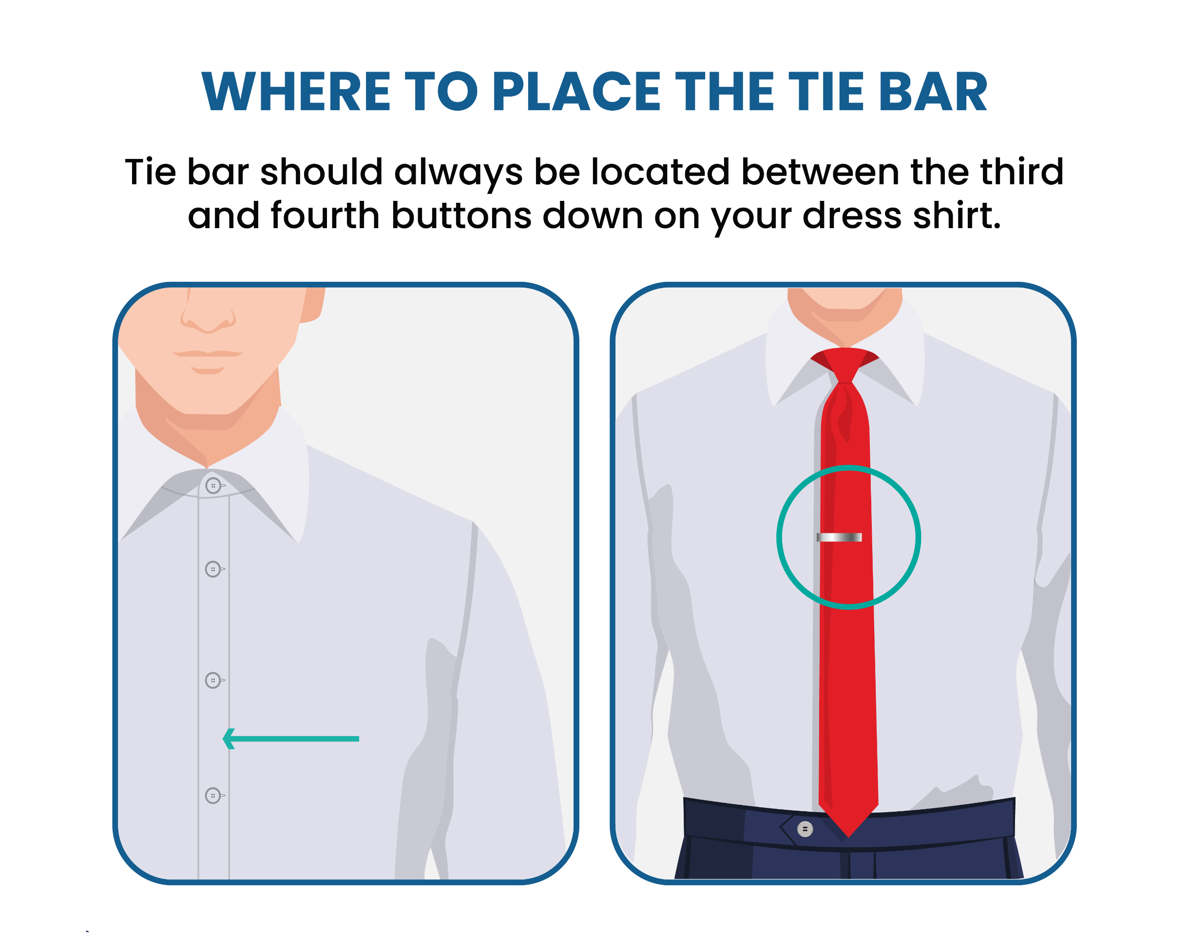 where to place the tie bar and tie clip