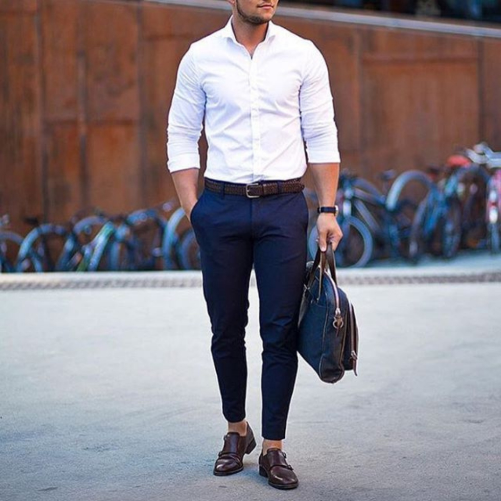 White collar business casual attire for men