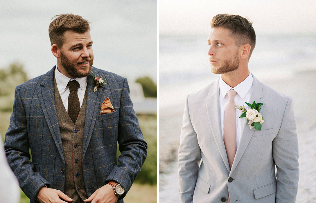 winter vs. summer wedding attire samples